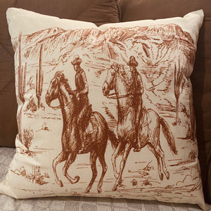 Add a touch of the Wild West to your room   You can even spruce up the patio or gooseneck with these more affordable Cowboy cushions.  Ride West Cowboy print