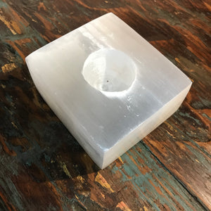 Selenite Block tea light holder