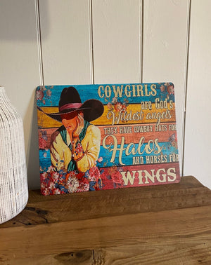 Tin Art Cowgirl Wildest Angels Verb 40cm