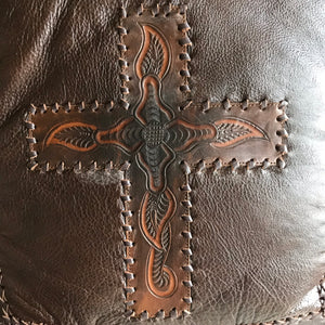Lexington Cross Leather Cushion