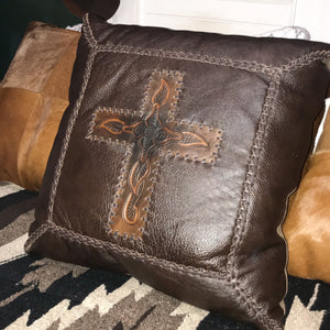 Lexington Cross Leather Cushion