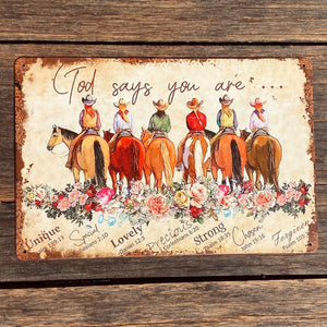 Tin Wall Art   Absolutely gorgeous distressed.. God says you are…  Perfect for the kitchen, stables or above the coffee bar.  12x8 inches, with four corner small screws holes ready for the wall or plaque. 