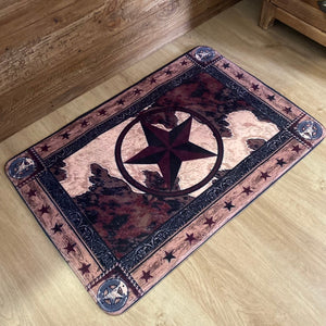 Bring a touch of the West to your living space.  Perfect for the front door, all the home, office or gooseneck living.   Western Star with cowhide design, colours of black, rich browns, tan and cream.  Nice size (35”) 90x60cm