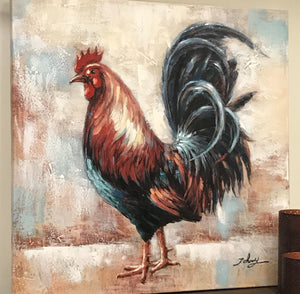 Blue Rooster Large Canvas