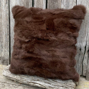 Wild West  This luxe pillow will add an western elegance to your home. Dark chocolate rabbit fur creates the perfect rustic touch.   Filler with luxe duck feather inner.