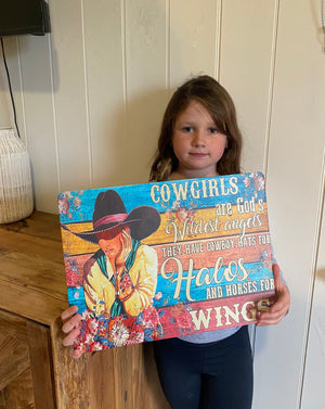 Tin Art Cowgirl Wildest Angels Verb 40cm