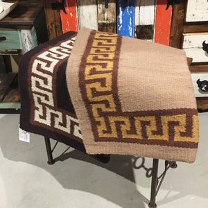 Wool Saddle Blanket Rug - Aztec 38”x 34”