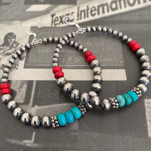 Our newest Tonopah collection  Gorgeous Navajo Pearls (treasured desert accents) of natural Kingman Turquoise and red coral Açai.
