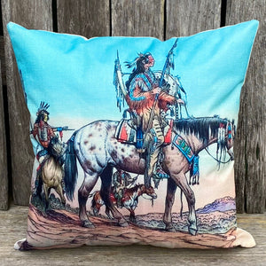 As a touch of the Wild West to you room  Anywhere and everywhere, you can even spruce up the caravan or gooseneck with these more affordable peach-skin cushions. Light weight & easy to clean.  Printed design Polyester Peach-skin canvas Zipper & Inner Measurement: Standard cushion 45x45cm