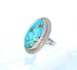 No 8 Turquoise Oval Ring ~ Size 7.5 AU O - Rare