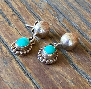 Petite Southwest Beauties!  Beautiful handmade sterling silver earrings with gorgeous AAA Mexican Campitos Turquoise from Sonora, Mexico. 