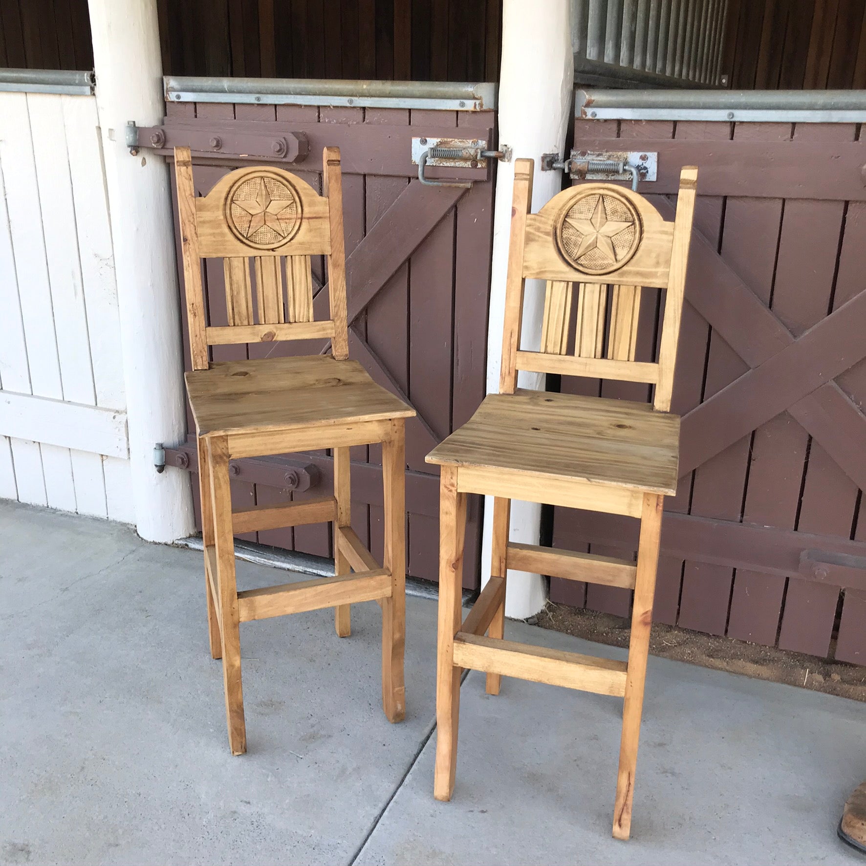Pair of 2025 wooden bar stools