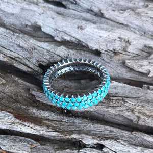 Dazzler Turquoise Triplet .925 Ring - by size