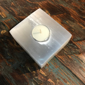 Selenite Block tea light holder