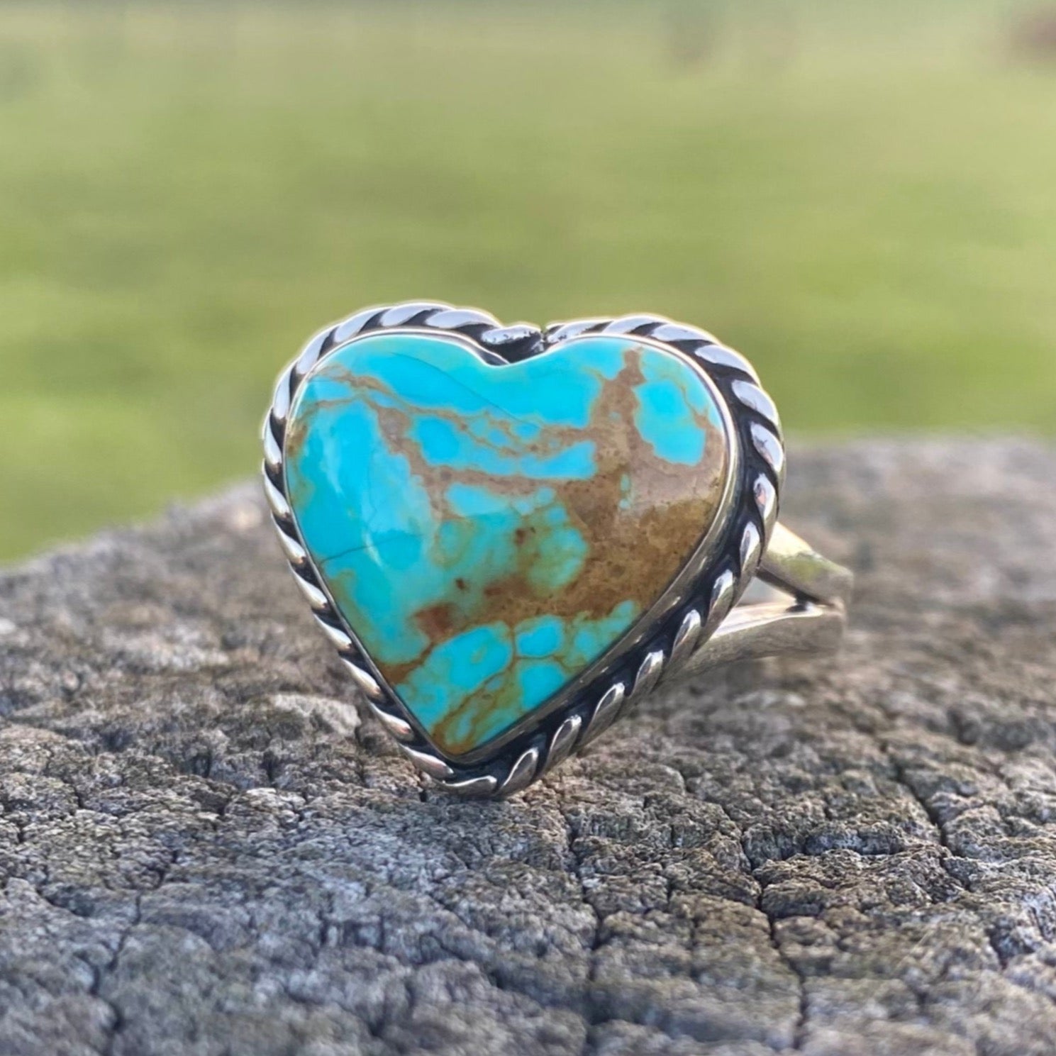 Royston Ribbon Boho Ring - Ooak Royston Ring - Royston Ribbon Turquoise Ring 5 / Three