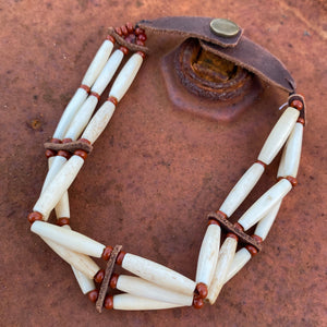 Stunning Choker Triple layer of genuine Buffalo Bone accented with Jasper beads. 